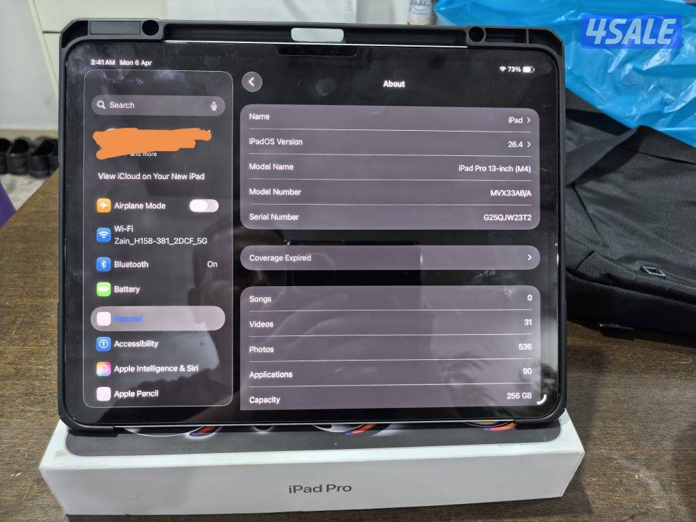 Ipad pro M4 13 inch, 256 giga ,battery 95%. Wifi only4