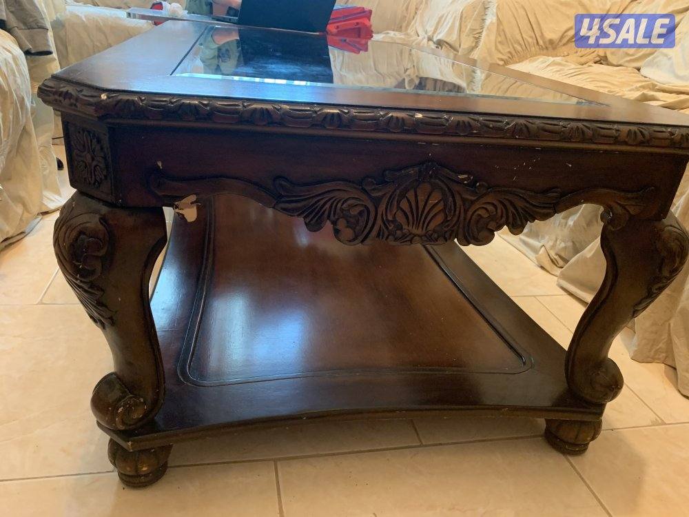 للبيع طاولة لغرفة الجلوس خشب مع زجاج7
