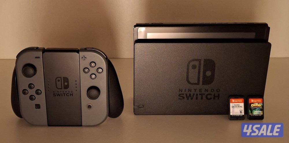 Nintendo Switch Bundle + Smash Bros + Crash | 128GB Card| Excellent1