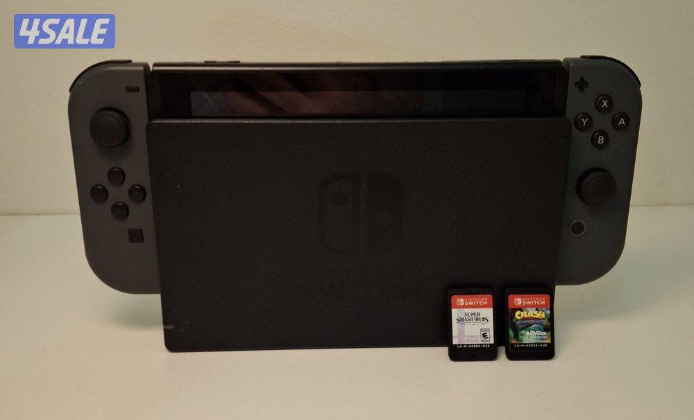 Nintendo Switch Bundle + Smash Bros + Crash | 128GB Card| Excellent2