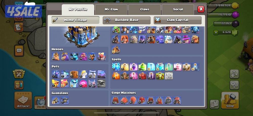 كلاش اوف كلانس تاون ١٨ - دفاعات ماكس وملوك شبه ماكس ومعدات ماكس3