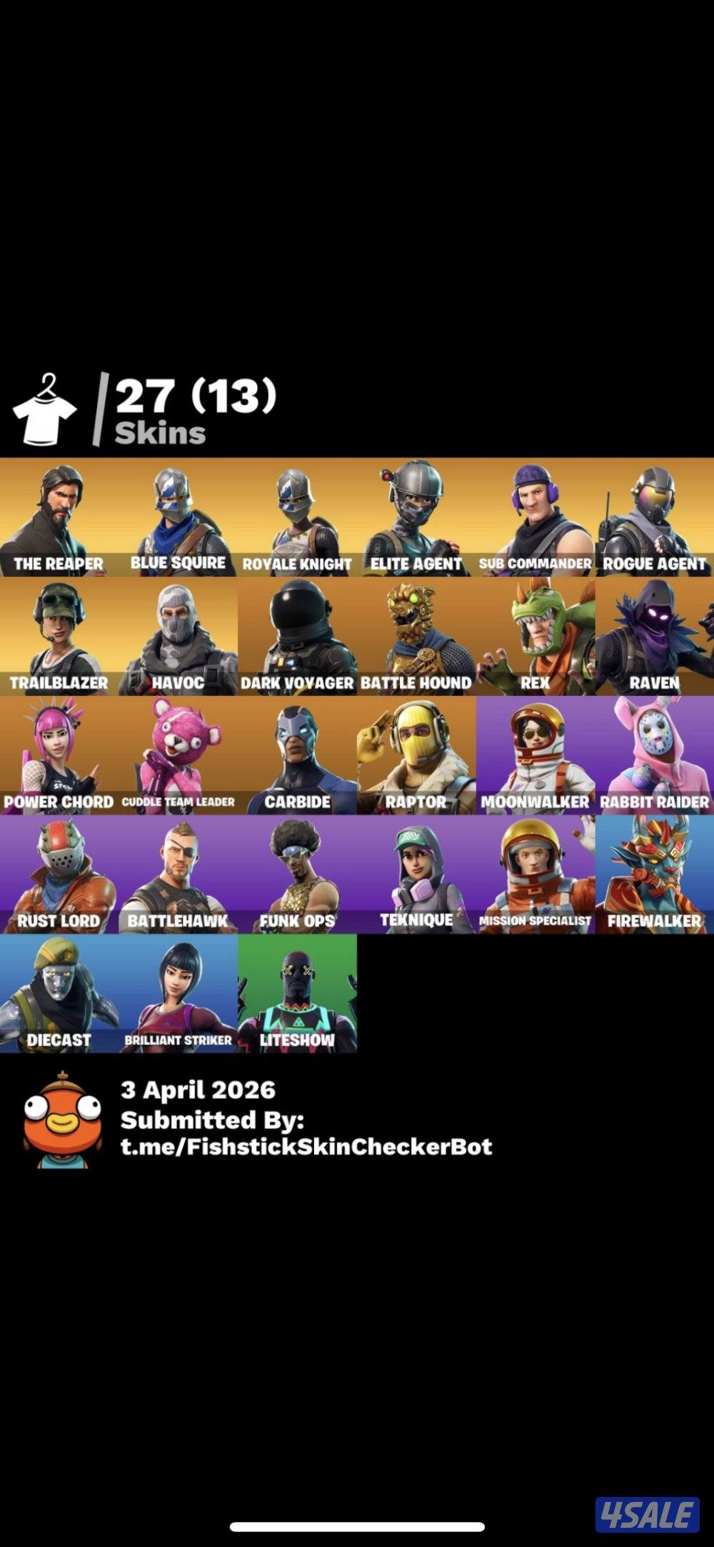 حساب فورت نادر سيزون تو (( مو سعره الحساب بس بيعه سريعه))0