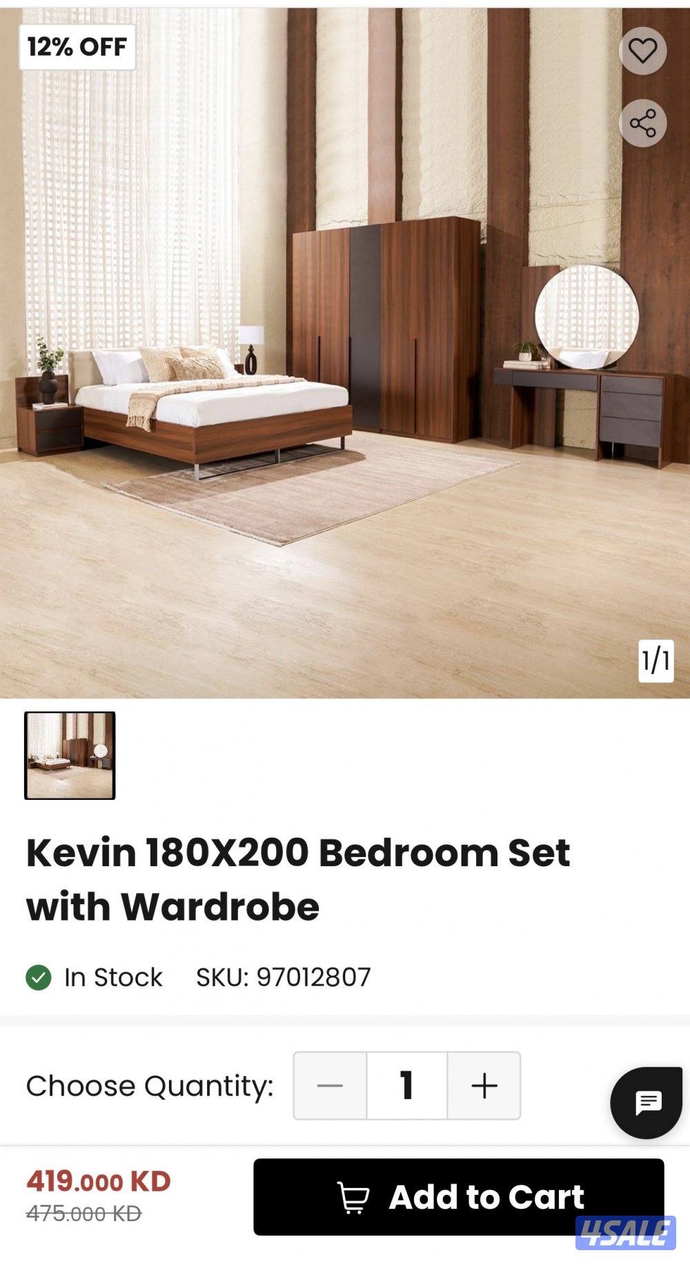 Kevin 180X200 Bedroom Set with Wardrobe from Safat Home5