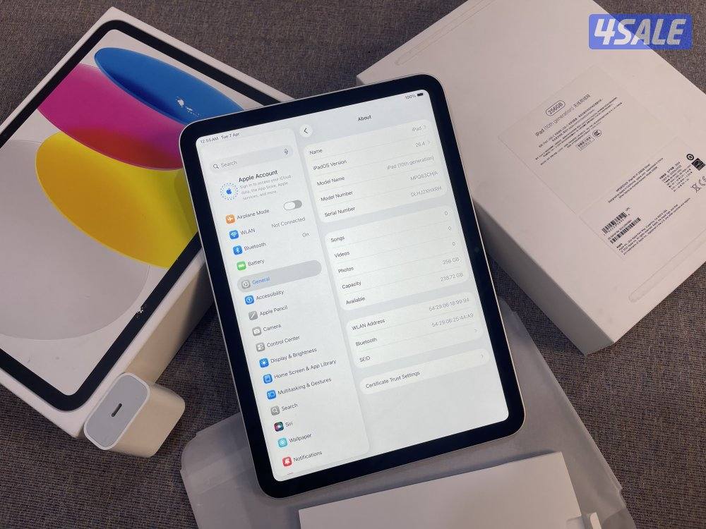 ايباد ابل 10 العاشر 256 قيقا بطارية 92 نظيف وشغال تمام مع الاغراض7