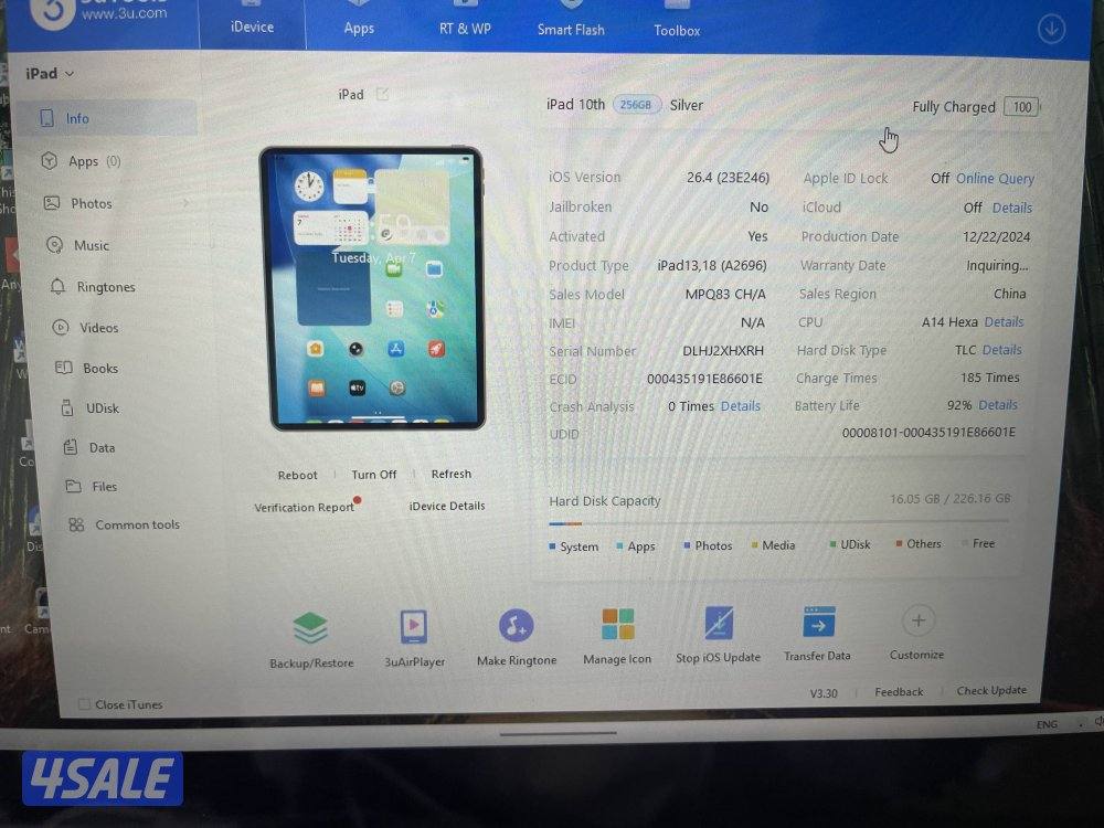 ايباد ابل 10 العاشر 256 قيقا بطارية 92 نظيف وشغال تمام مع الاغراض9