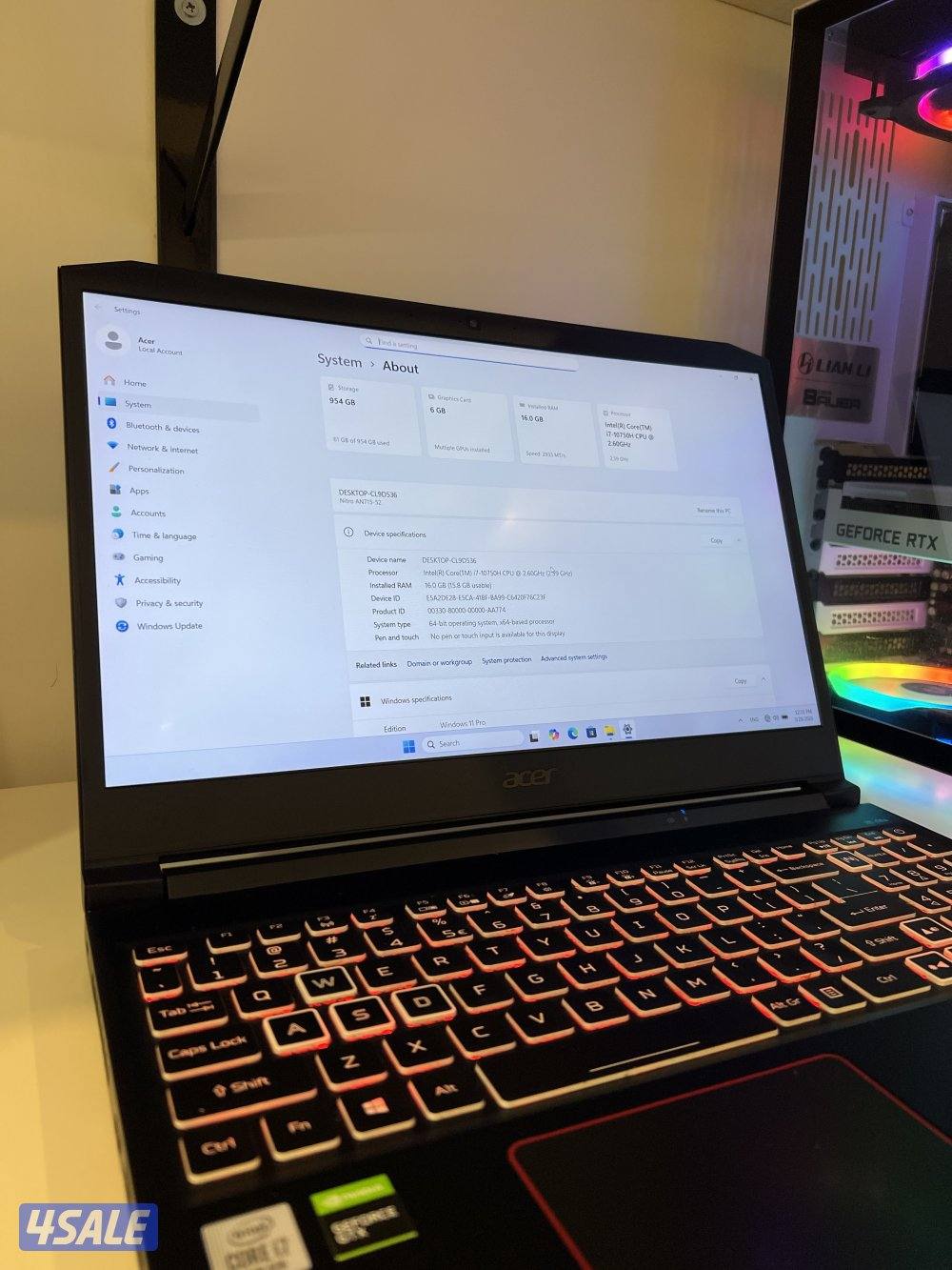 لابتوب قيم ايسر نايترو 7 مستعمل0