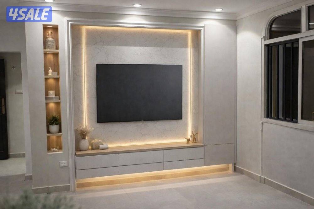 معلم ديكور جبسم بورد وبديل شيبورت وبديل خشب وبديل رخام وعمل بارتشن0