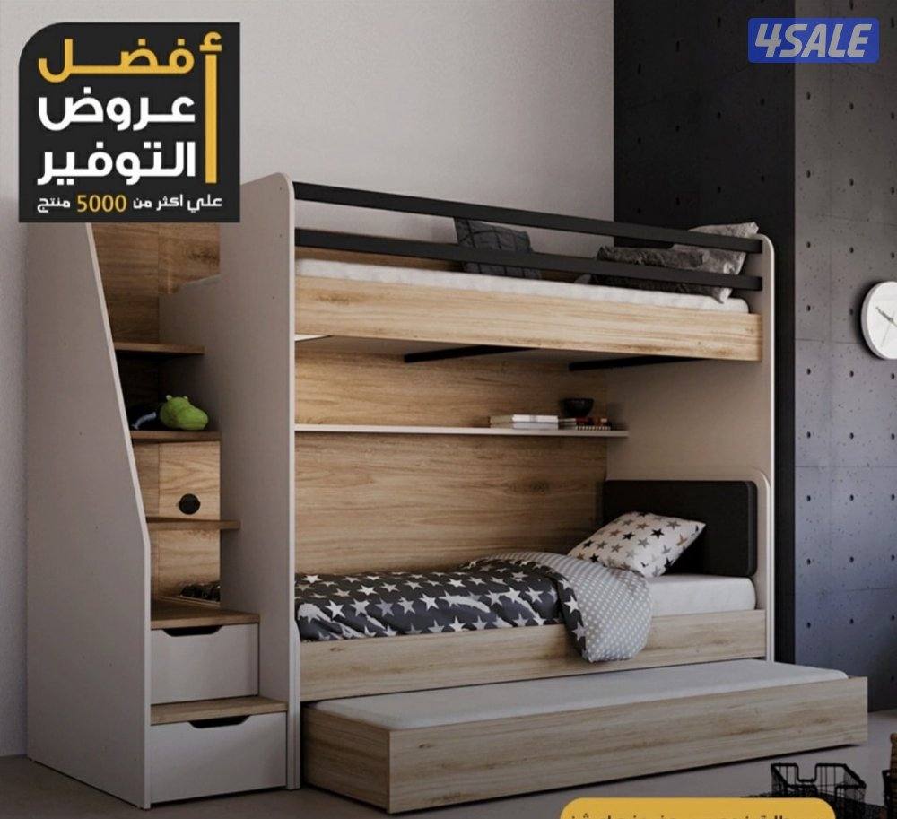 ثلاث سراير مع مكتب والادراج 2تخزين نظييييف1