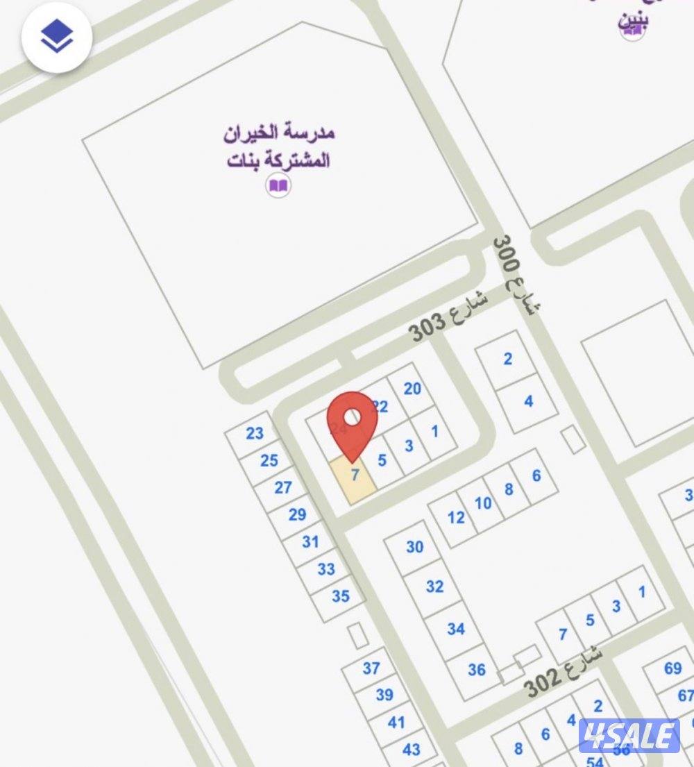 للبيع ارض زاويه بالخيران السكني0