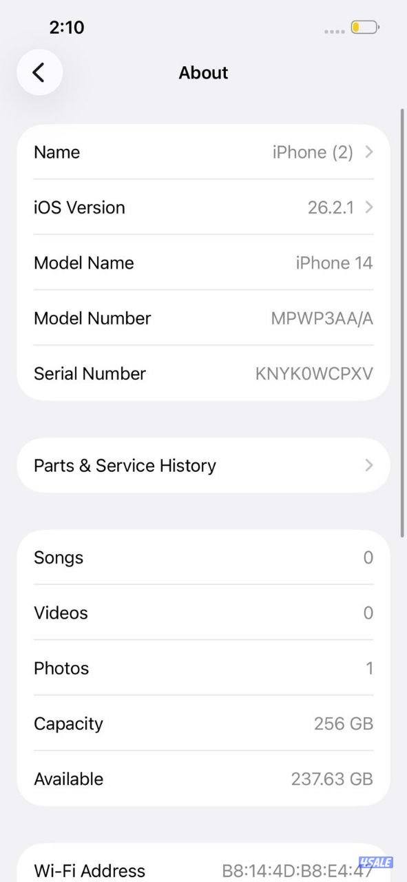 ايفون 14 – 256 جيجا – أزرق بطارية 78% مستعمل كالجديد10