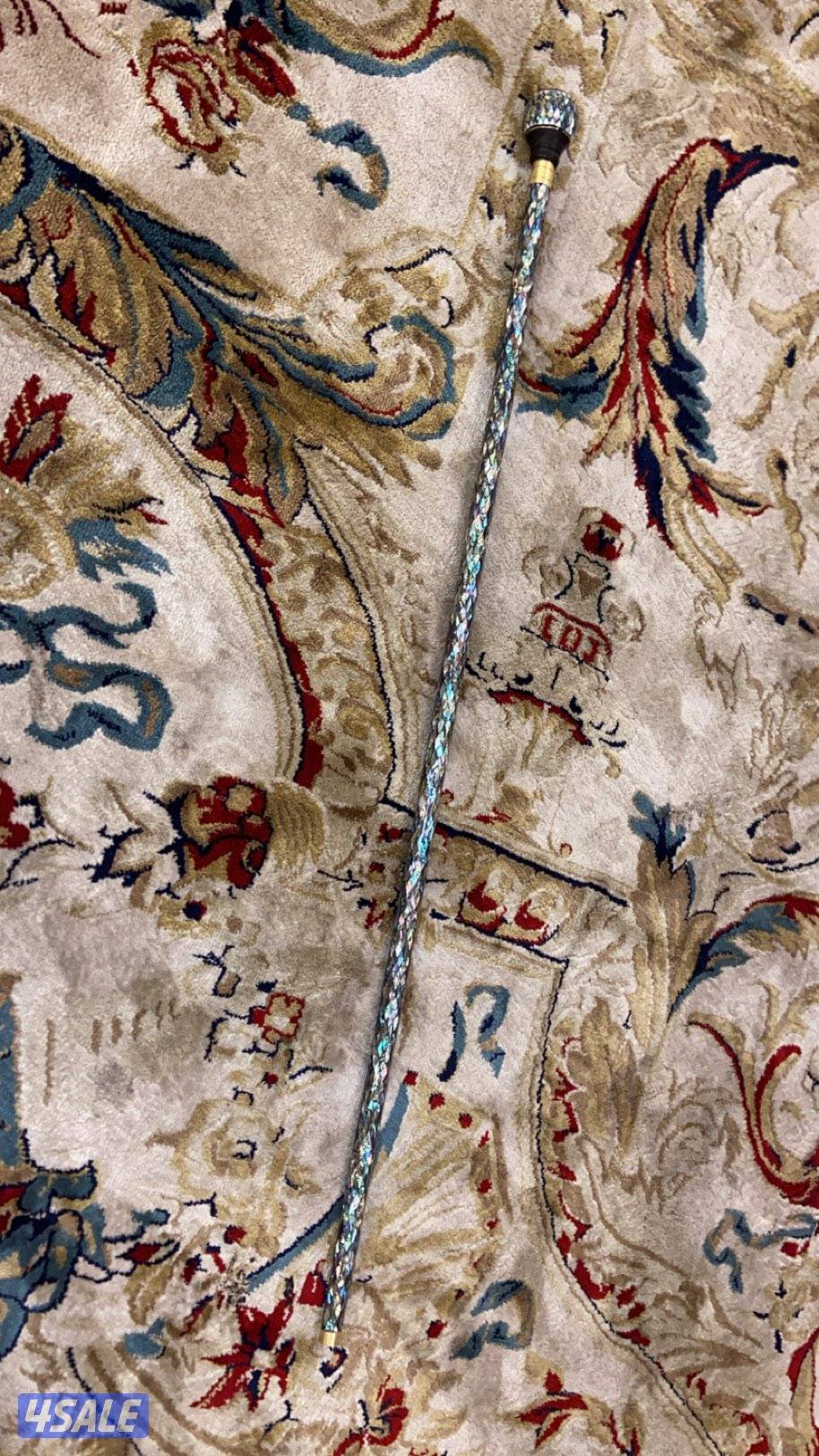 عصاية تراثية مطعّمة بالصدف والنحاس – قطعة فنية يدوية فخمة12