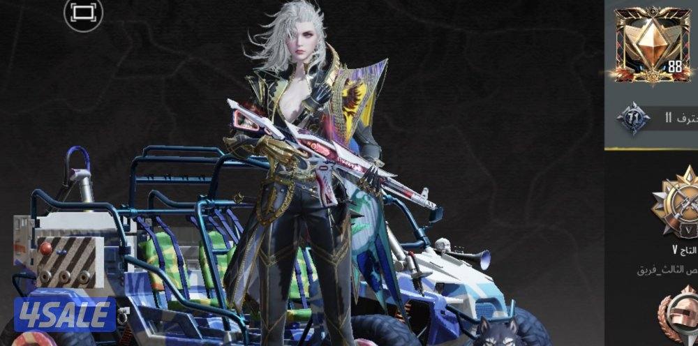 للبيع حساب ببجي لفل 88 مستوي التطور 72 للبيع لعدم الحاجه9