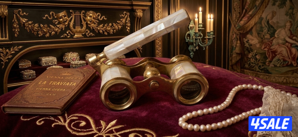 قطعه نادره للمقتنين ومحبي الأنتيك منظار أوبرا مطعم قشور اللؤلؤ0