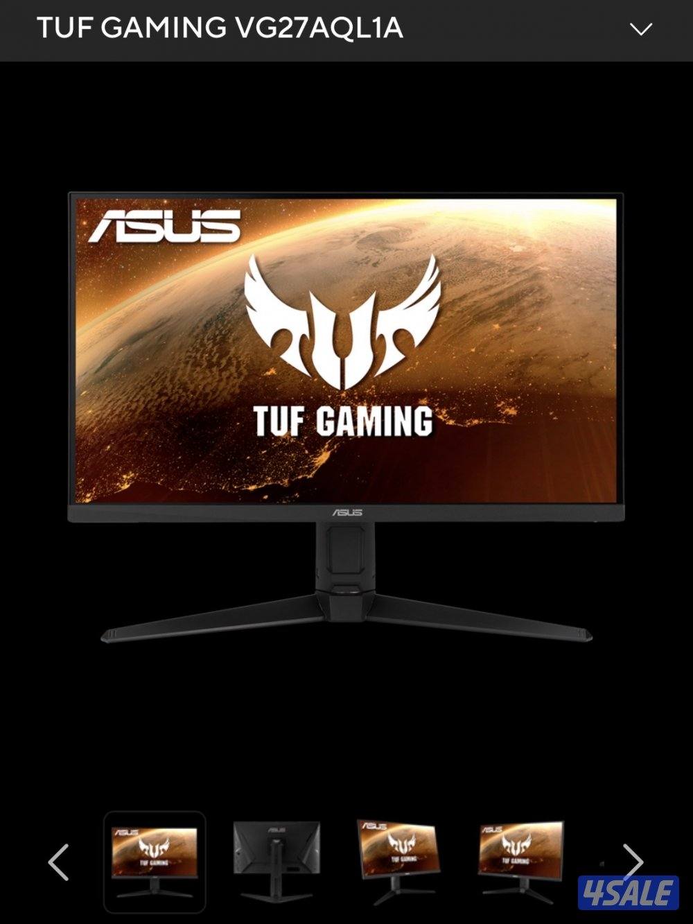 شاشة asus قياس 27 انش للقيمنق بدقة 2k ips بحالة كالجديدة مع كرتون4