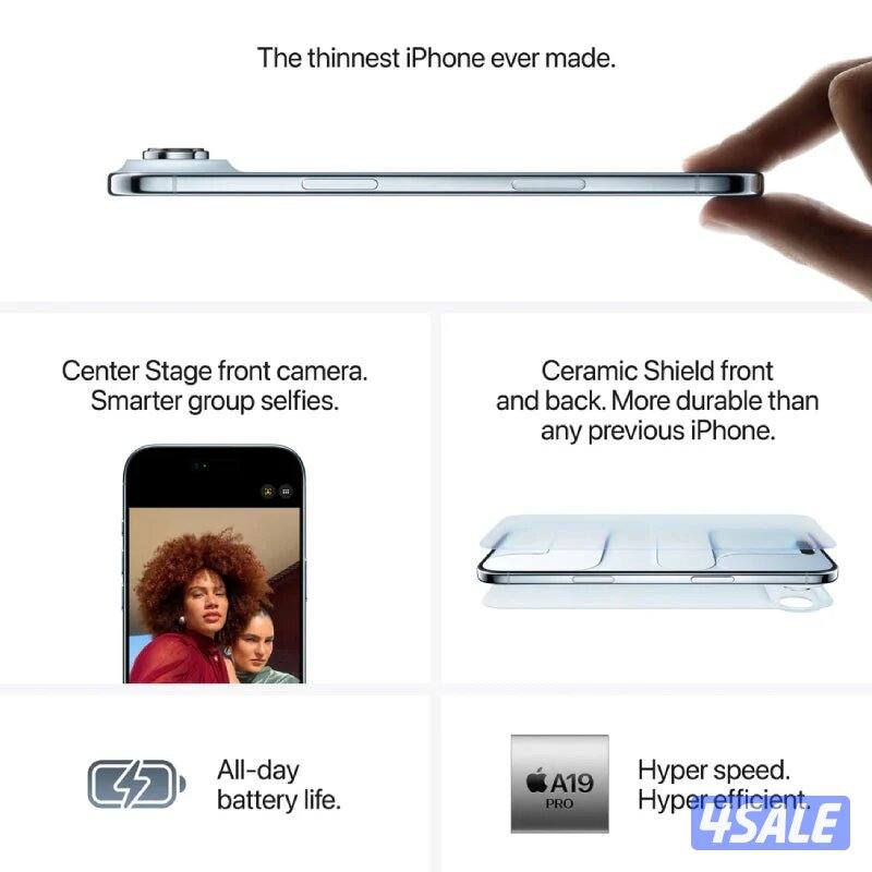 ايفون 17 اير – 512 جيجا – ذهبي فاتح iPhone Air 512GB 5G جديد بالكرتون6