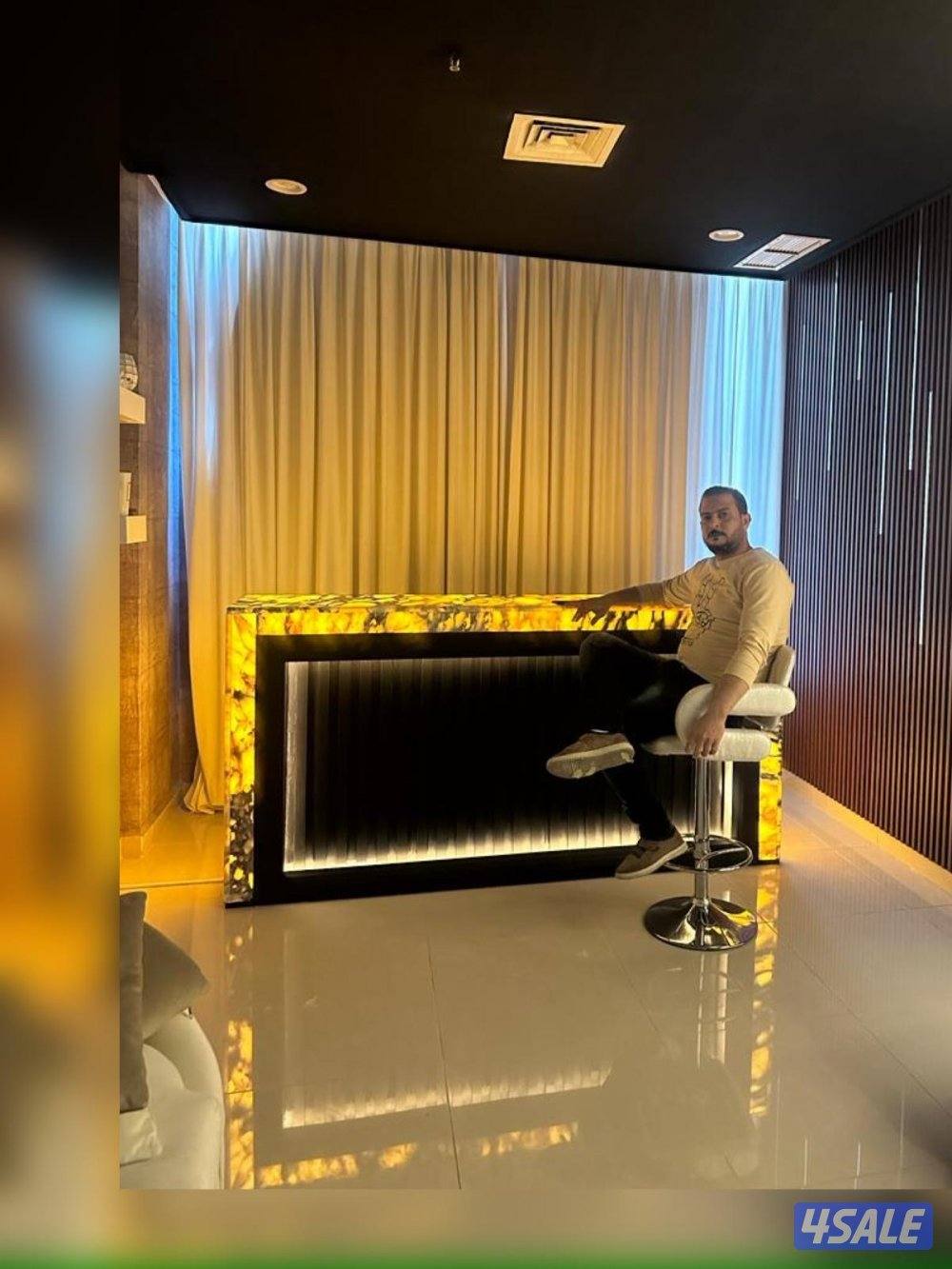 رخام مضيء طاولات بار ألياف ورق الحائط بتصميم كلاسيكي اصباغ جوتن7