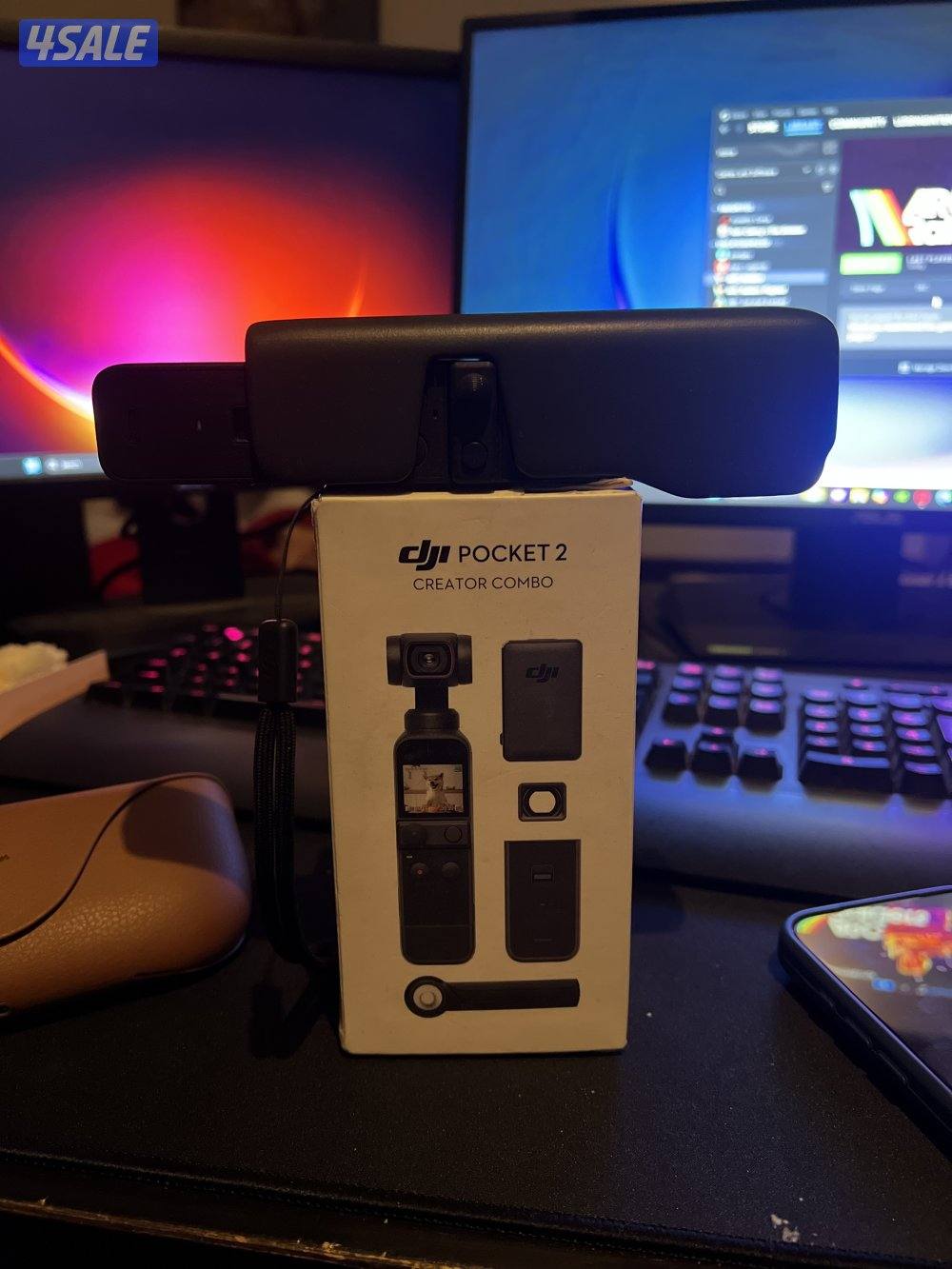 DJI pocket 2 combo + ray. An sunglasses META + flash camera TT6000