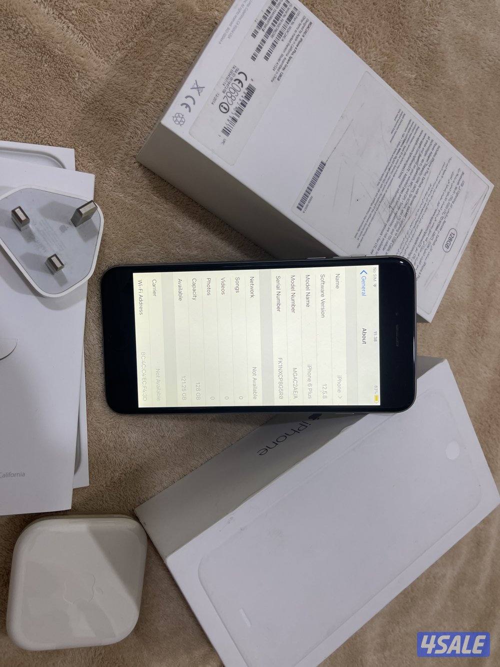 ايفون  ابل 6 بلس  الكبير128 قيقا  شغال تمام مع الشحن مو مفتوح3