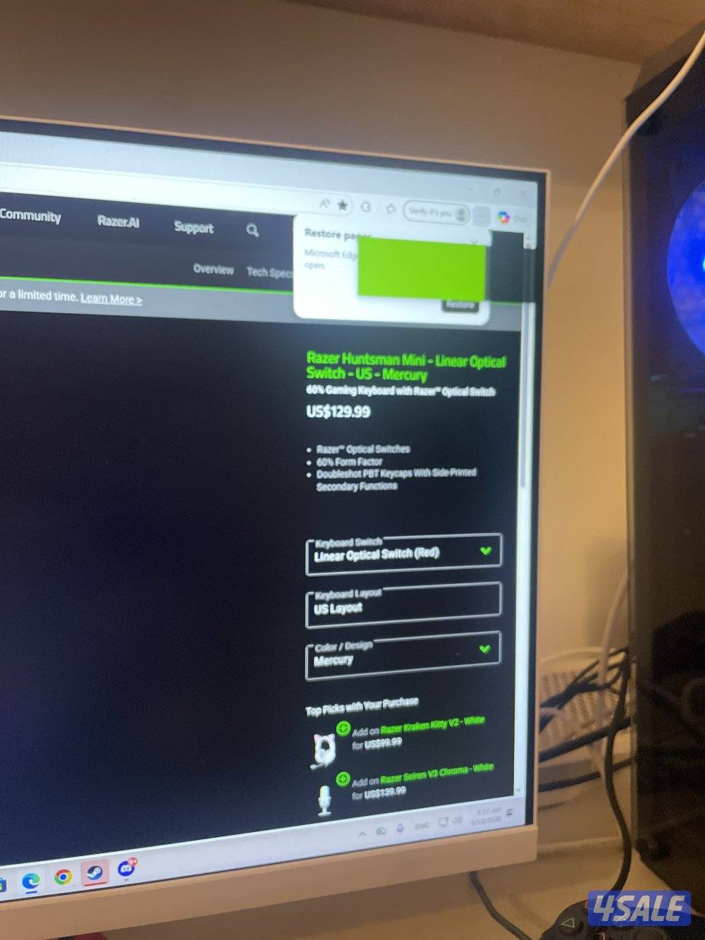 كيبورد ريزر هانت مان حجم ستين السعر سوم2