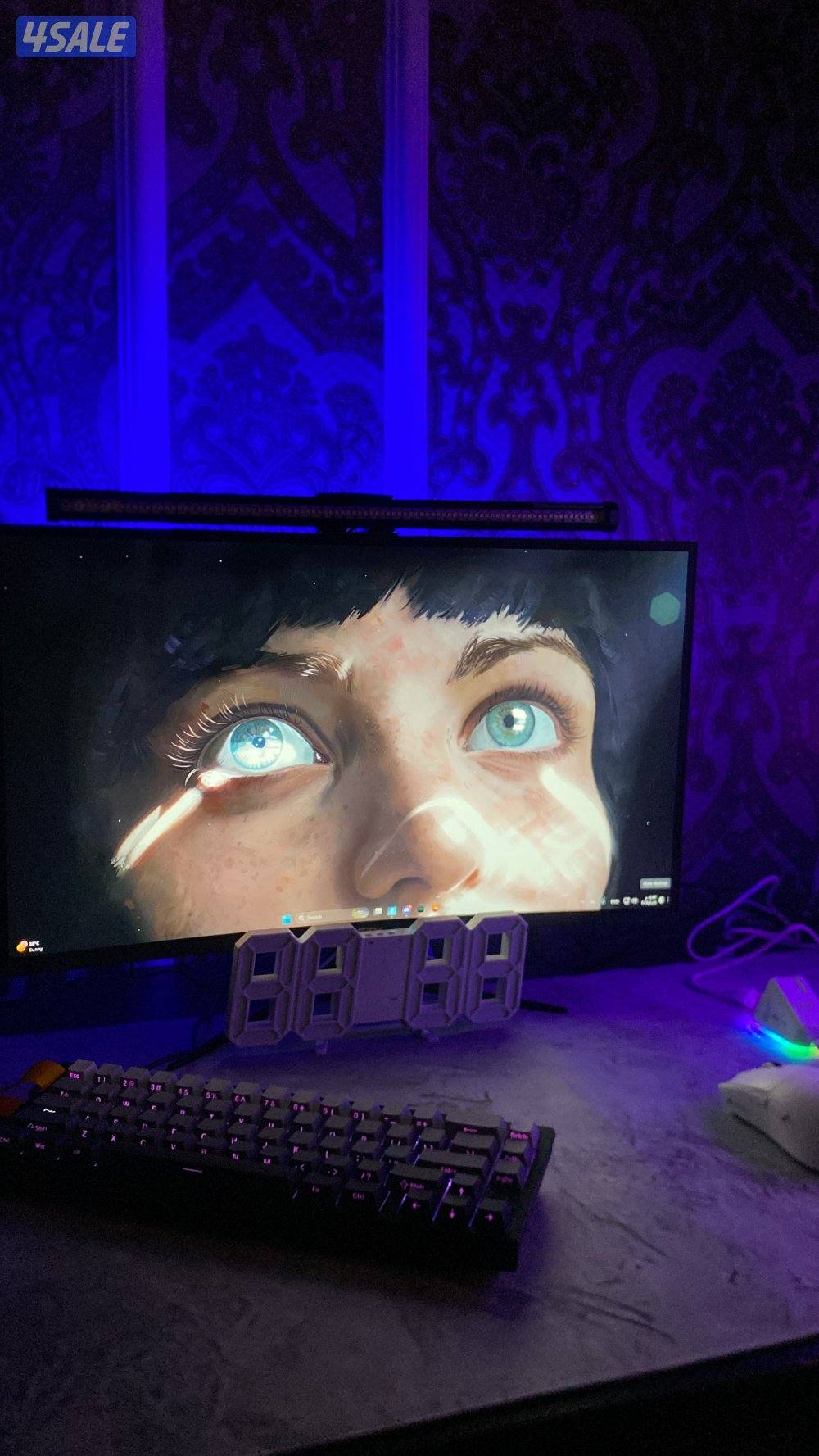 بي سي وشاشه 180 كامل مع اغراضه ماوس وكيبورد0