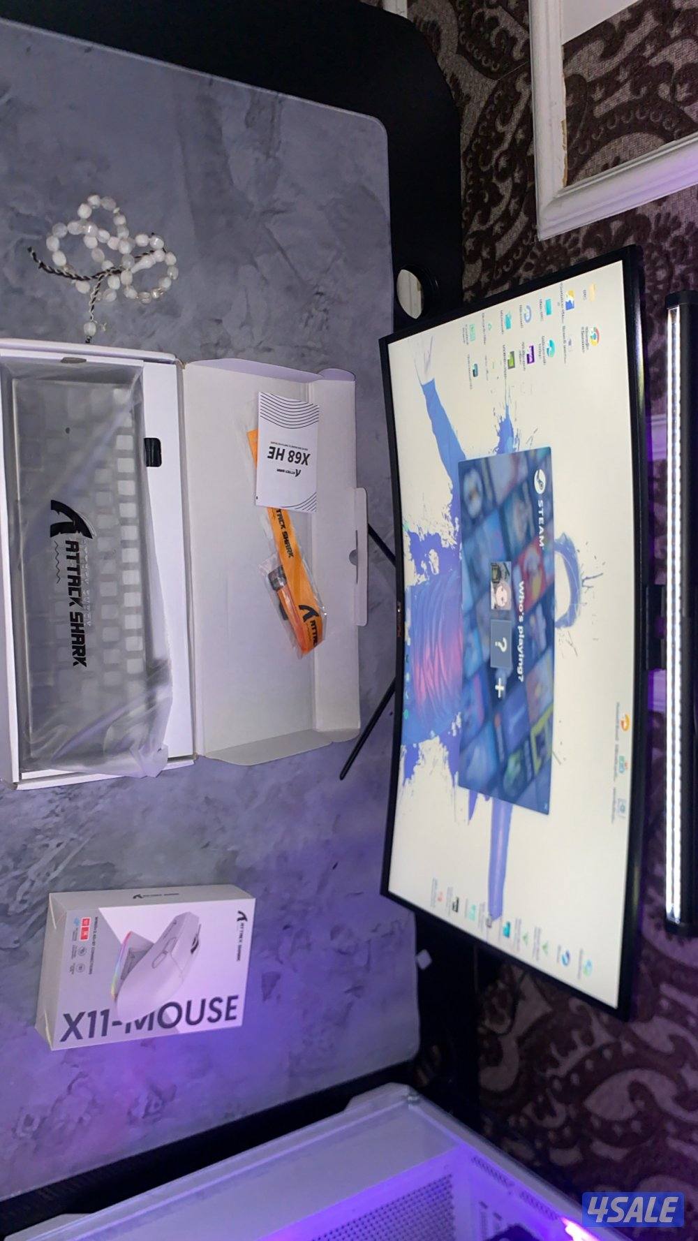 بي سي وشاشه 180 كامل مع اغراضه ماوس وكيبورد2