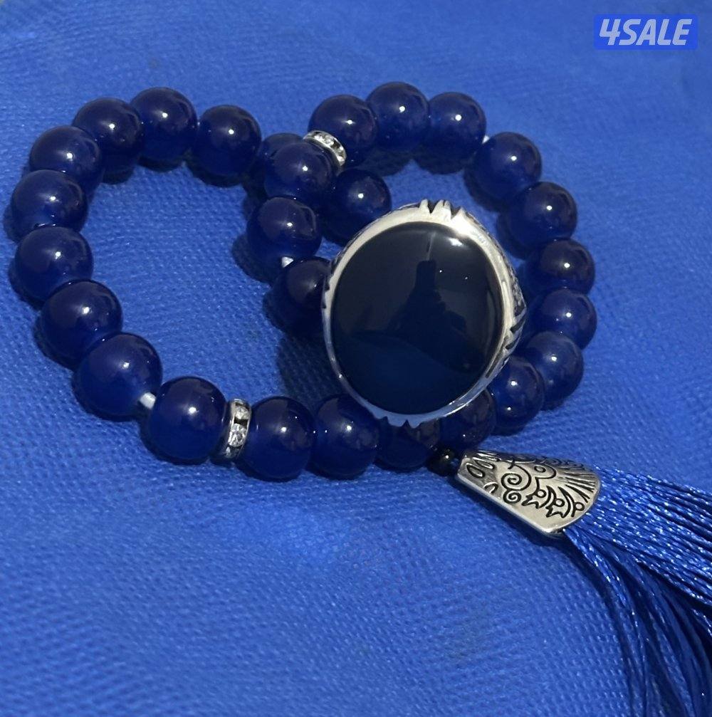 خاتم عقيق ازرق فضه ٩٩٠1