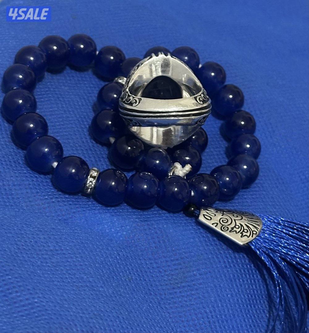 خاتم عقيق ازرق فضه ٩٩٠4