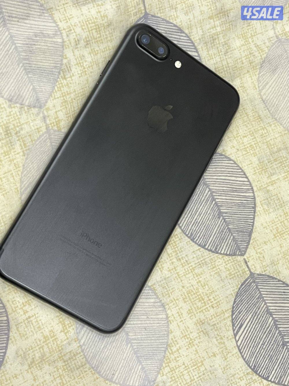ايفون 7 بلس اسود 128 جيجابايت بطارية 100 نظيف وشغال تمام مع الكفر6