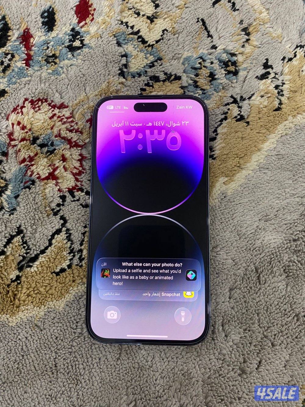 آيفون ١٤ برو ٢٥٦ قيقا بطاريه ٧٧ الجهاز مو مفتوح ما في اي شي0