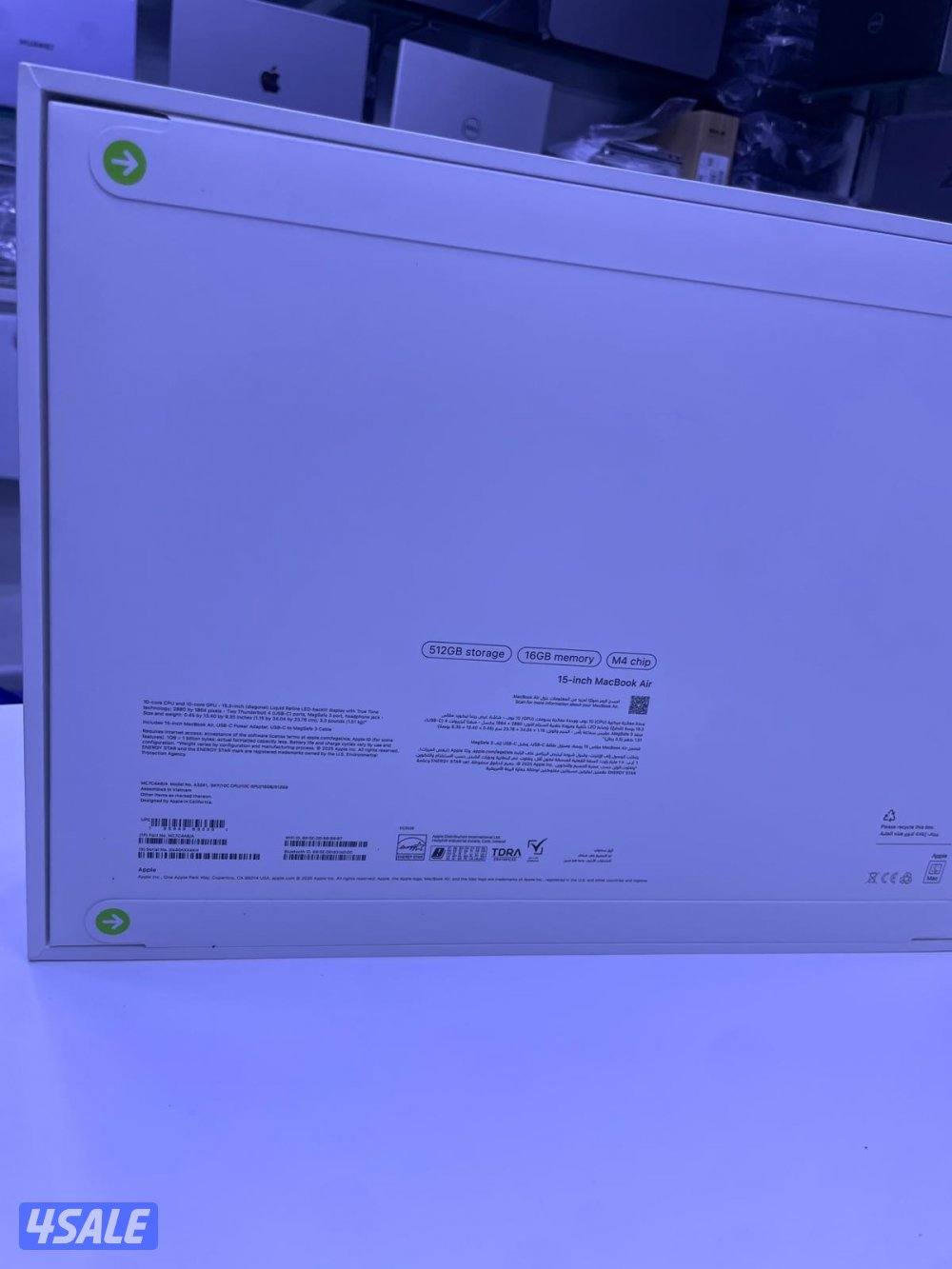 للبيع MacBook Air M4 (15 إنش)
جهاز جديد كرتون (لم يُفتح)2