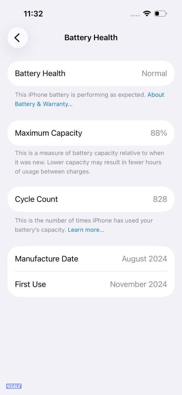 ايفون 15 128 جيجا أزرق بطارية 88% مستعمل iPhone 15 128GB Blue Used10