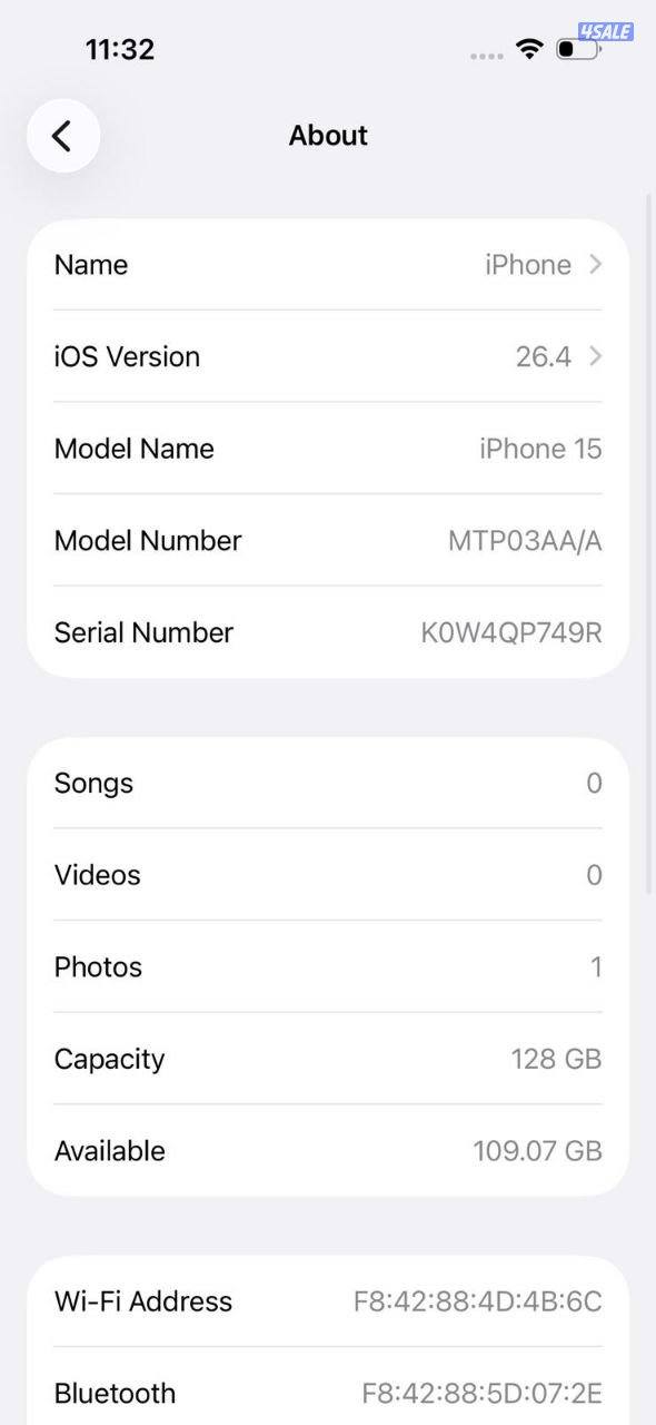 ايفون 15 128 جيجا أزرق بطارية 88% مستعمل iPhone 15 128GB Blue Used11