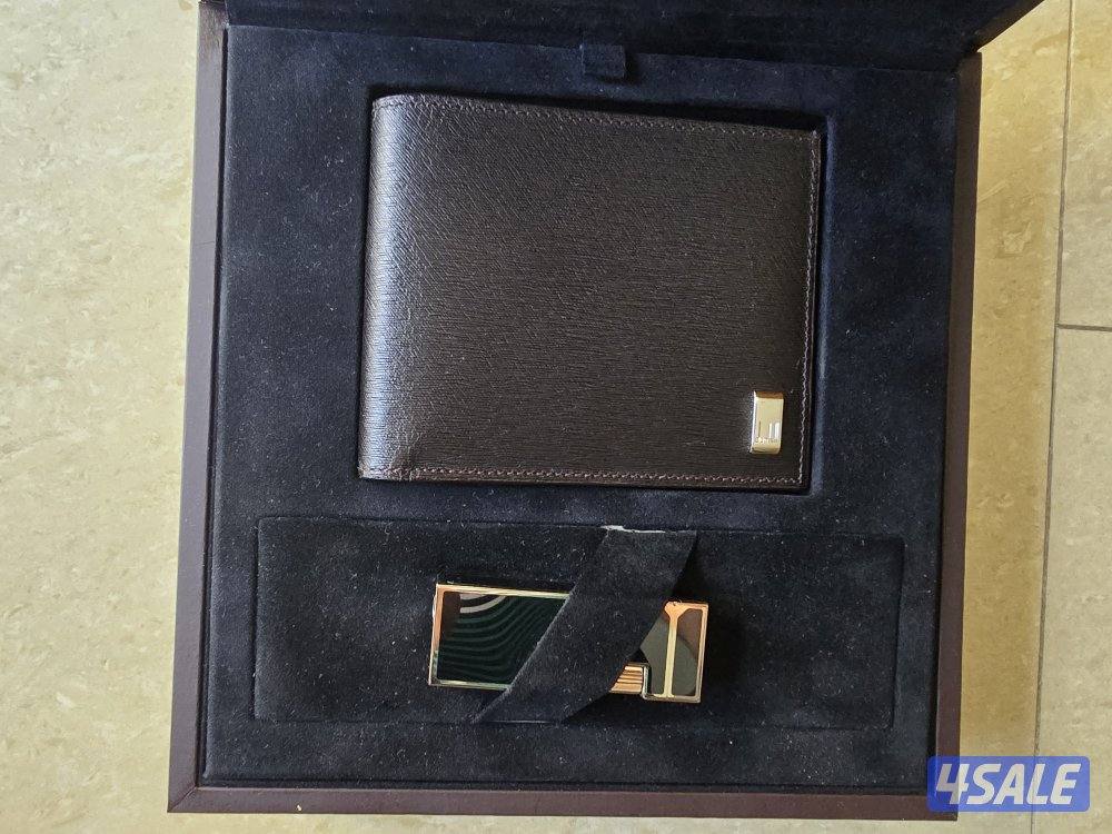 Dunhill wallet + lighter + Mont Blanc pen, سيت محفظة + ولاعة + قلم1