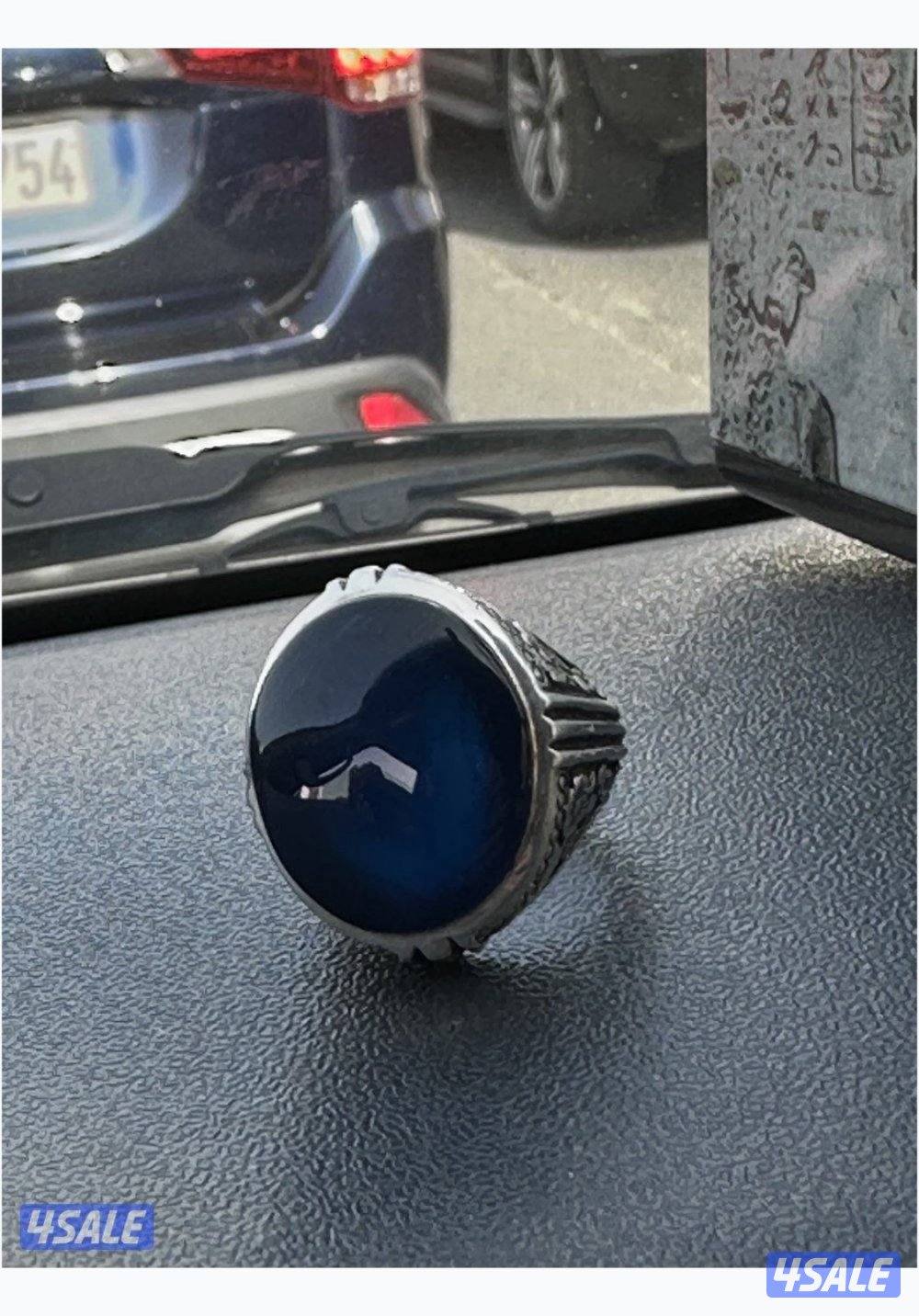 خاتم عقيق ازرق فضه ٩٩٠0
