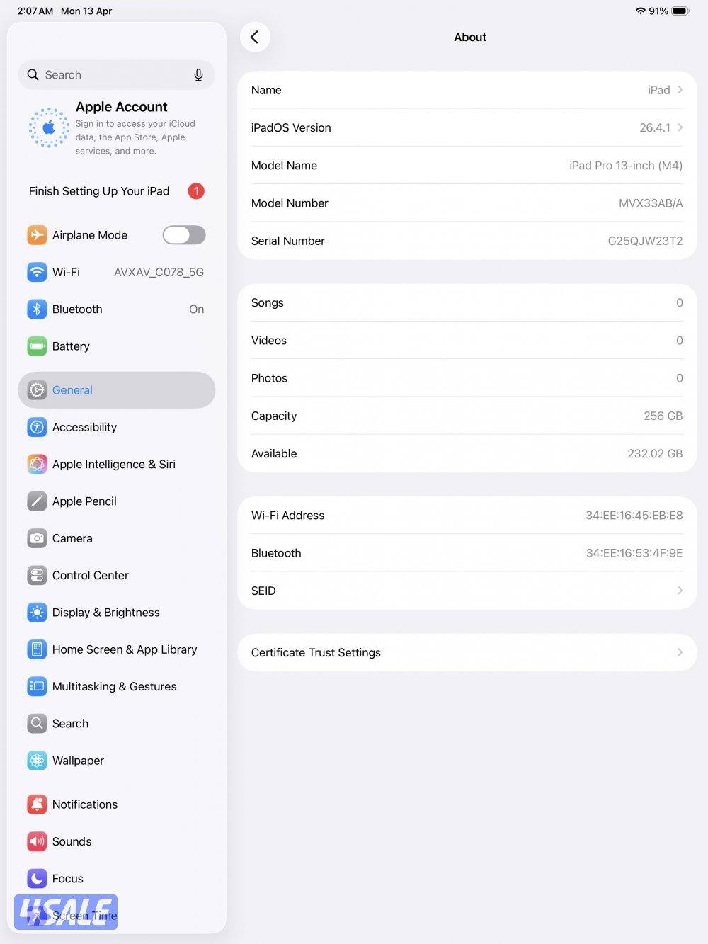 Apple Ipad 13inch (M4) 256GB0