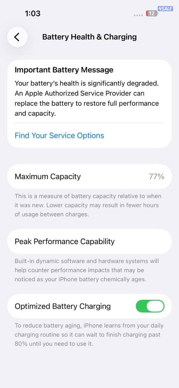 ايفون 14 برو 256GB أسود بطارية 77% مستعمل كالجديد iPhone 14 Pro9