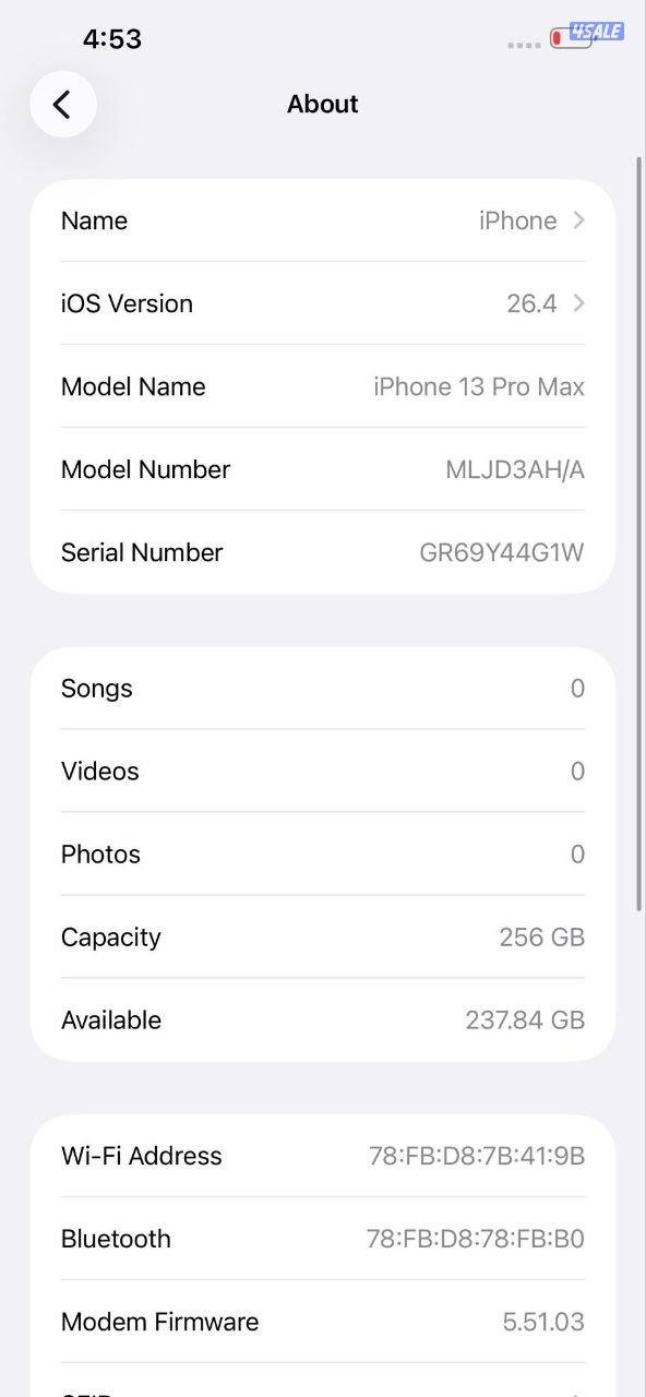 ايفون 13 برو ماكس 256GB أزرق بطارية 100% مستعمل نظيف iPhone 13 Pro Max12