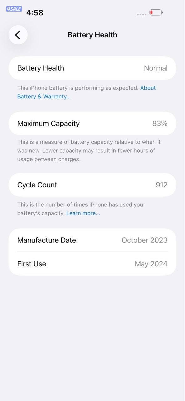 ايفون 15 بلس 256GB أسود بطارية 83% مستعمل كالجديد iPhone 15 Plus 256GB8