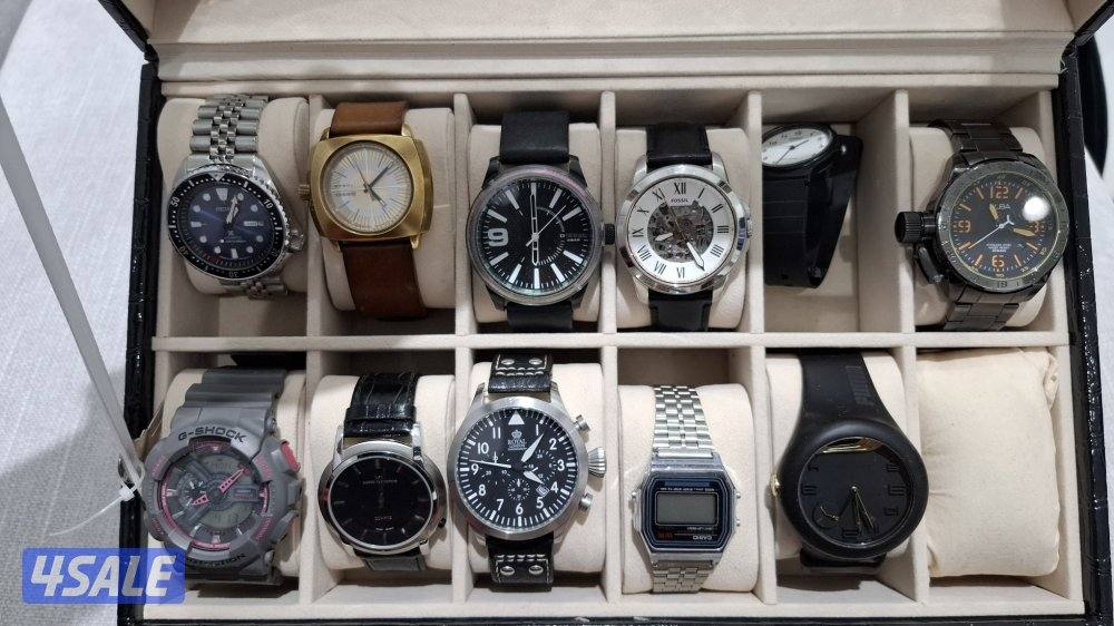 مجموعة ساعات رجالية مع حافظة ساعات0