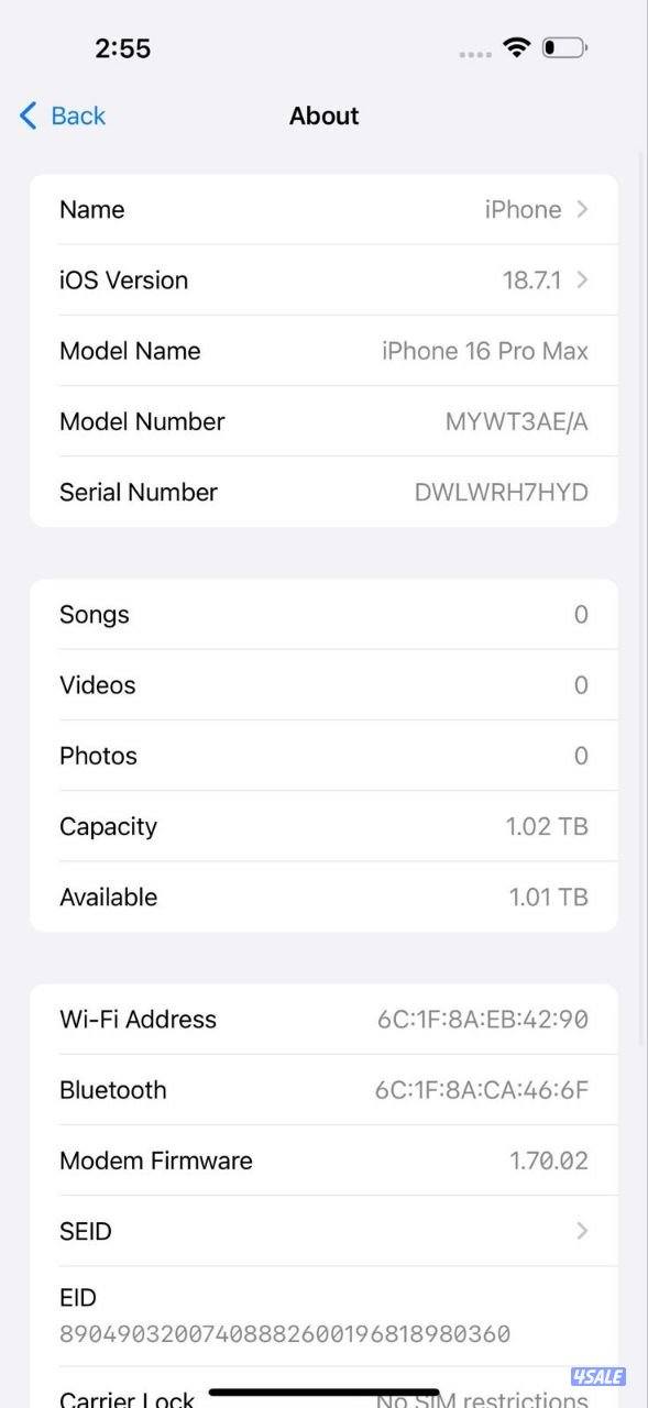 ايفون 16 برو ماكس 1TB تيتانيوم صحراوي بطارية 92% مستعمل كالجديد10