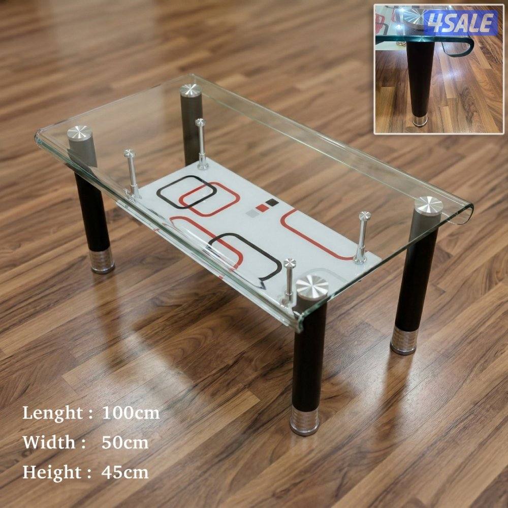 Glass-top Center Table for your living room, curved safety edges0