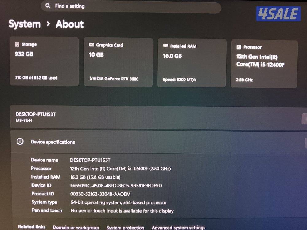 RTX 3080, i5-12400f Gaming pc بي سي قيمنق9