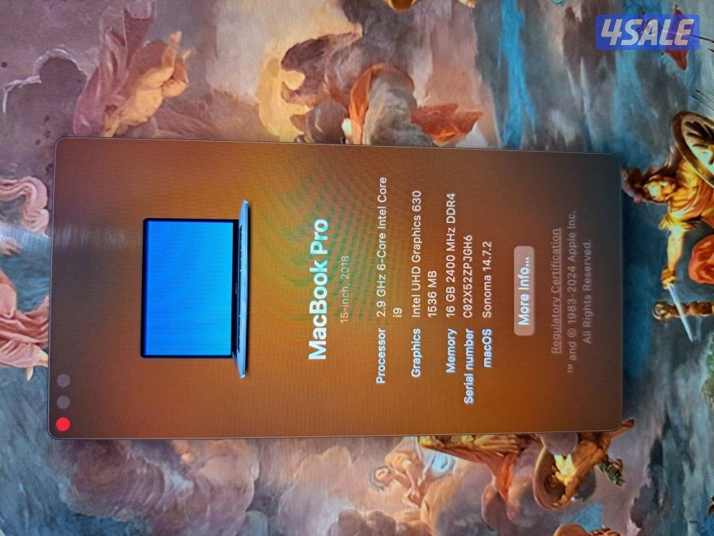 MacBook pro 2018 16gb 512gb i96