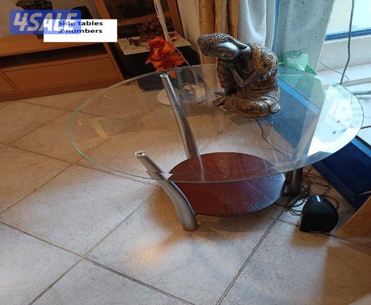Centre + 2 side glass table0