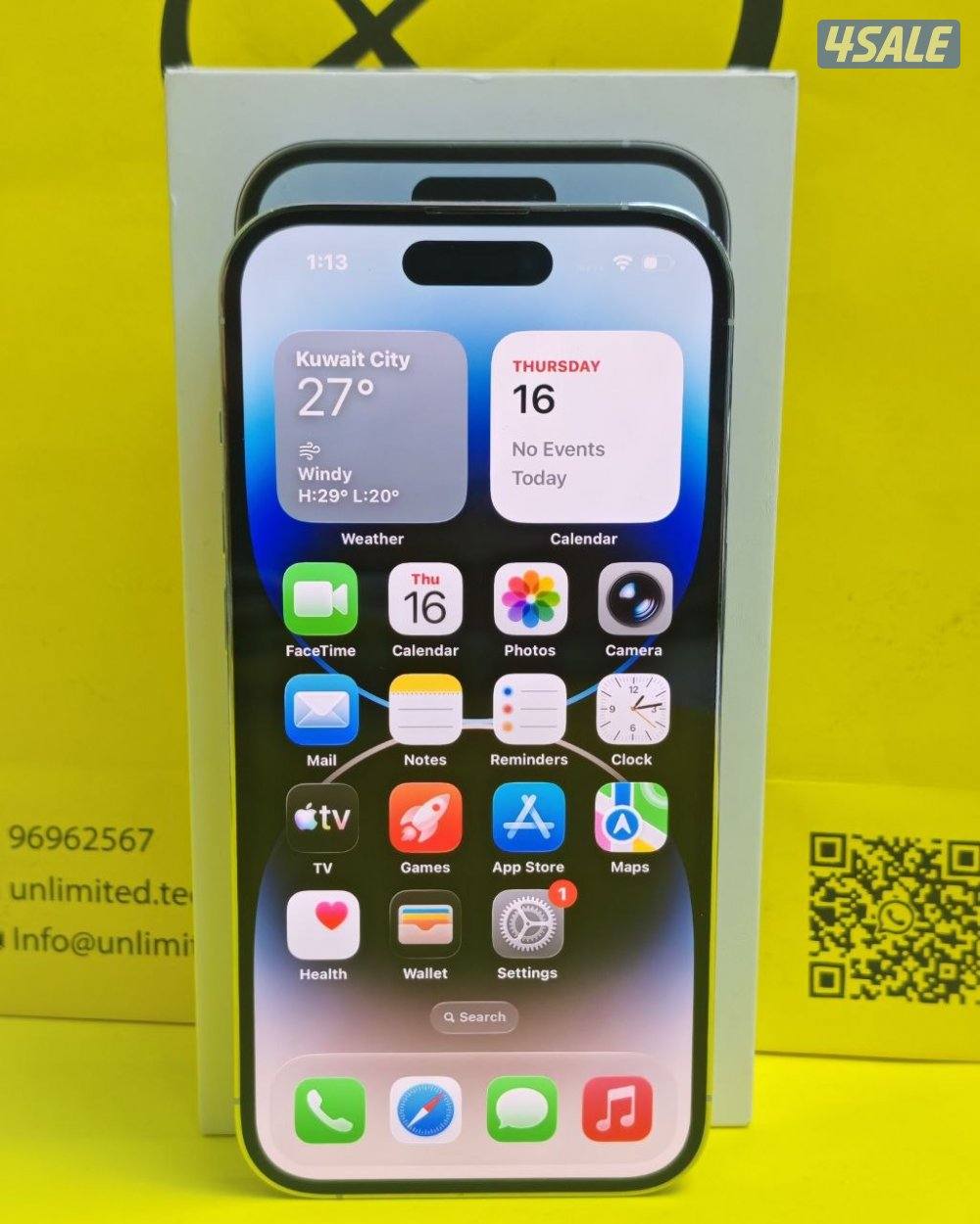 ايفون 14 برو فضي 256GB بطارية 75% مستعمل كالجديد iPhone 14 Pro 256GB3