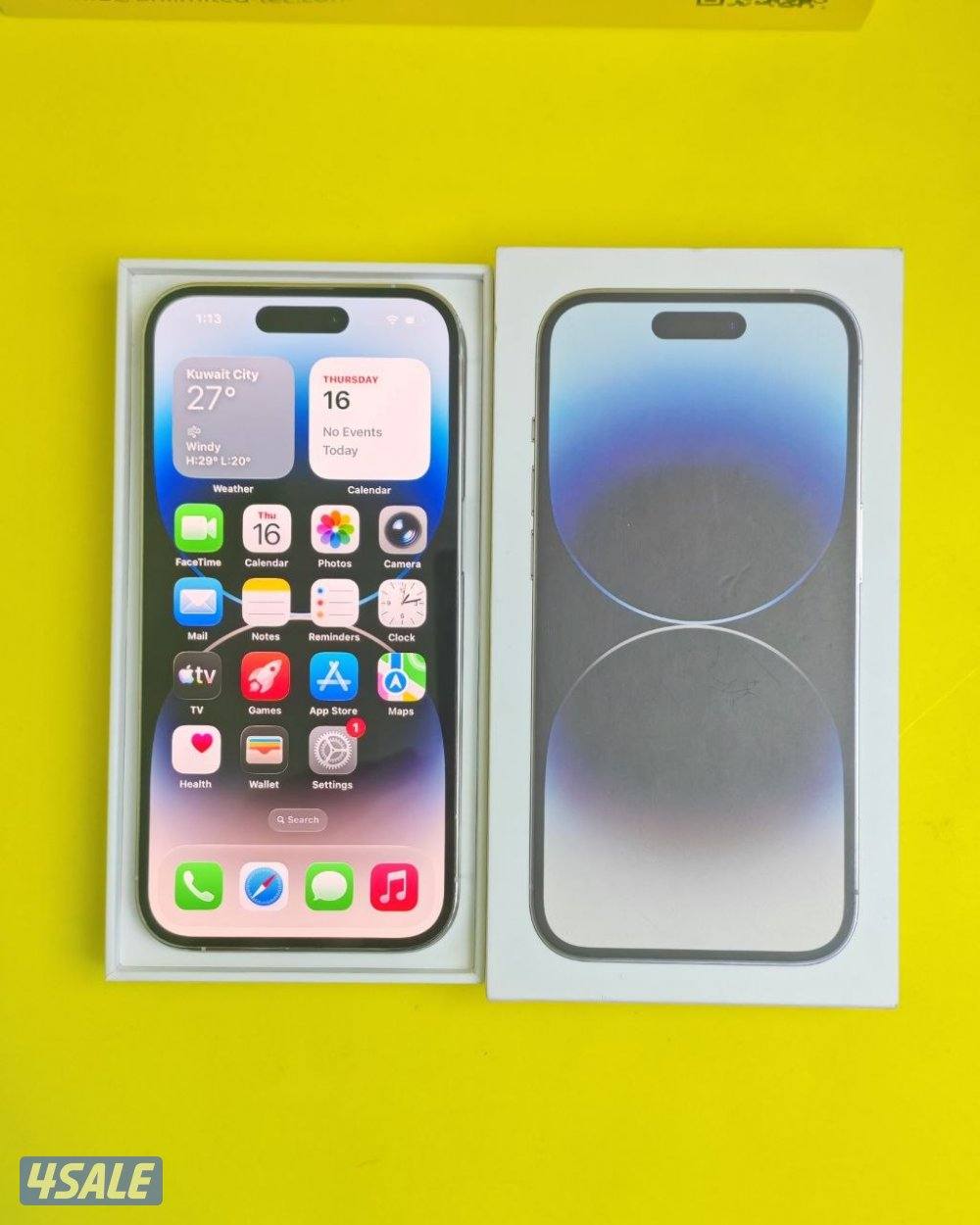 ايفون 14 برو فضي 256GB بطارية 75% مستعمل كالجديد iPhone 14 Pro 256GB2