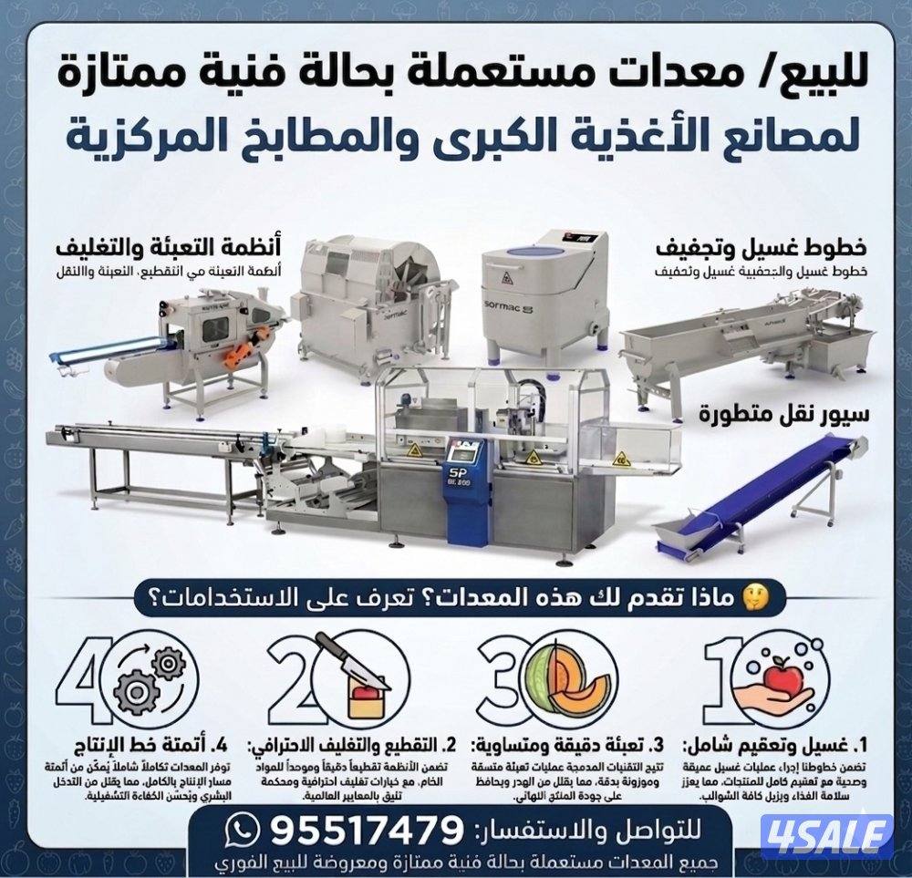 للبيع معدات مستعملة بحالة ممتازة  ( للمصانع الكبرى و المطابخ المركزية)0