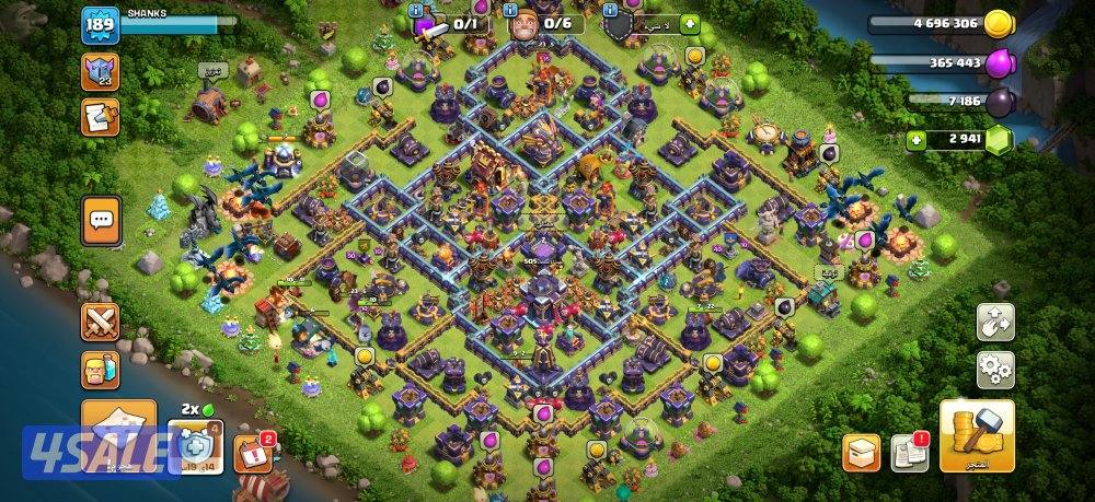 حساب كلاش اوف كلانس تاون ١٥ ماكس0