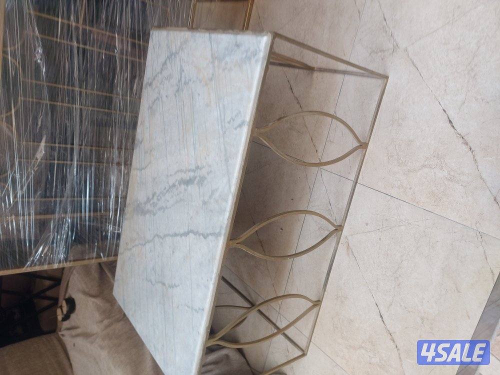 طاوله وسط وكنسول و٦ طاولات رخام جاهزين لتوصيل حاله ممتاذه0