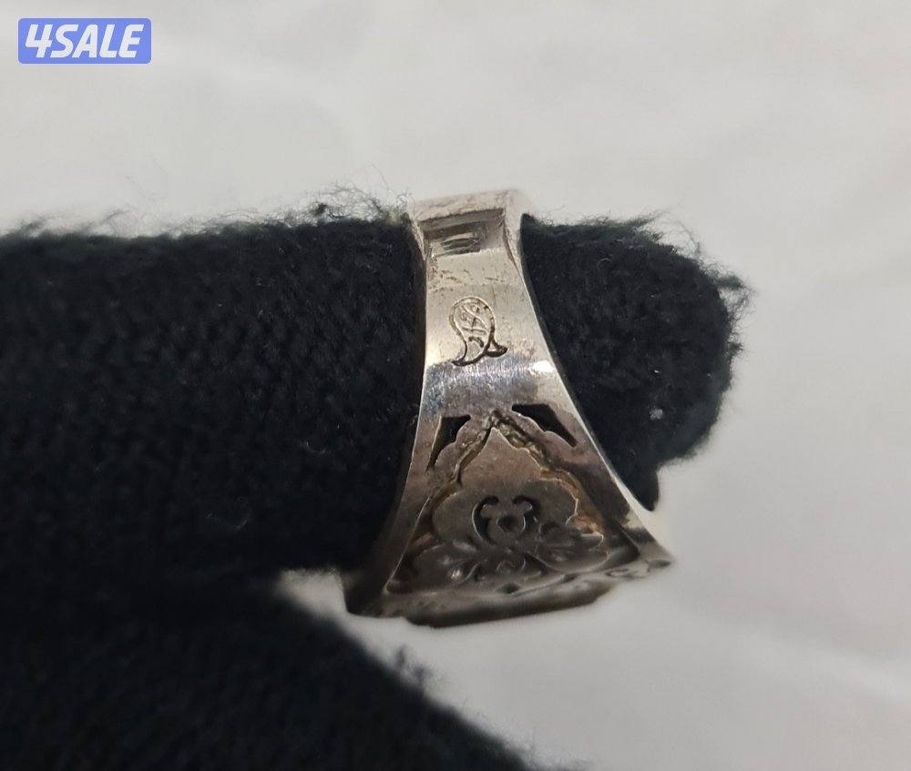 للبيع خاتم عقيق يماني فضه وألماس رجالي ( صياغة فتحيان)3